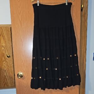 Kaktus Black Skirt with Gold Details